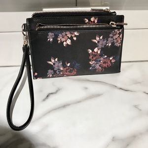 Black Floral Wristlet